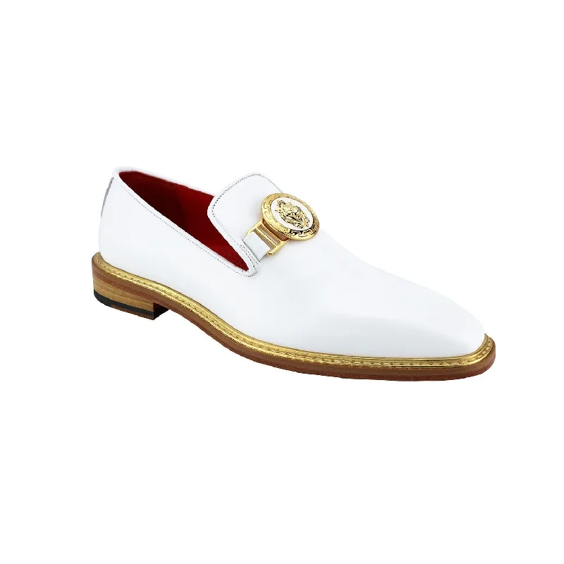 comfy work loafers-Emilio Franco EF102 Men's Shoes White Calf-Skin Leather Formal Loafers (EFC1010)