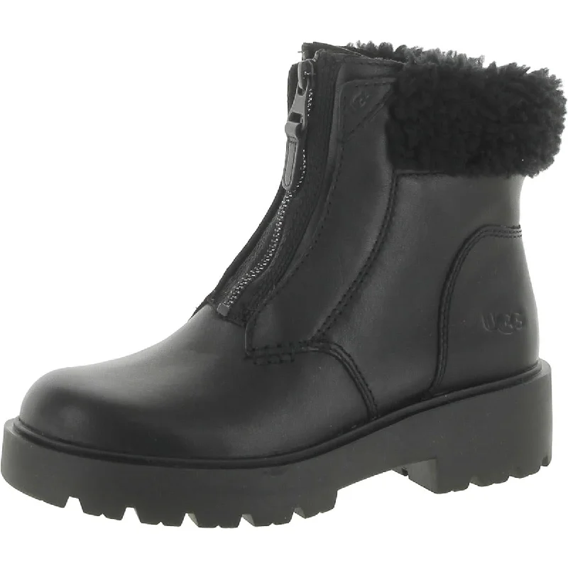 Comfortable boots for rough terrain hiking -Ugg Womens Czeriesa Leather Faux Fur Lined Chelsea Boots