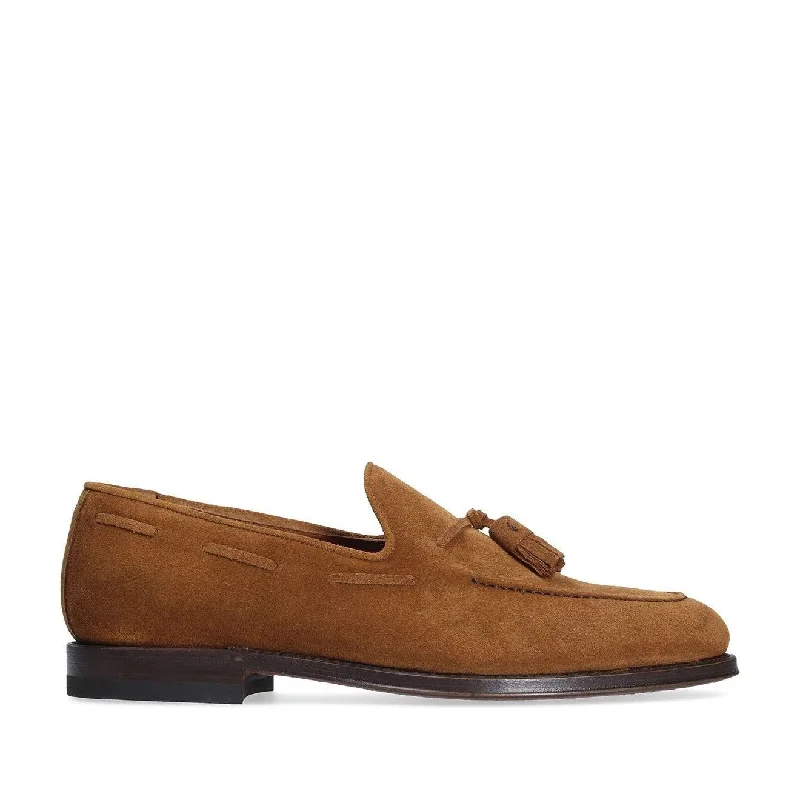 chic beige loafers-Franceschetti Oliver Men's Shoes Tobacco Suede Leather Tassels Loafers (FCCT1015)