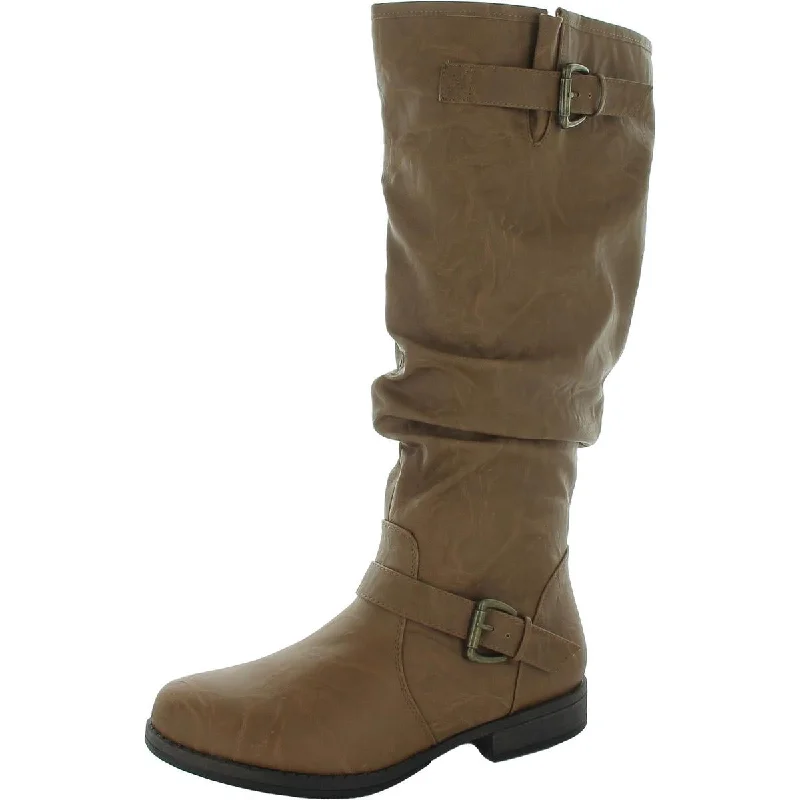 Durable boots for walking in snow -Journee Collection Womens Pull On Z[ Knee-High Boots