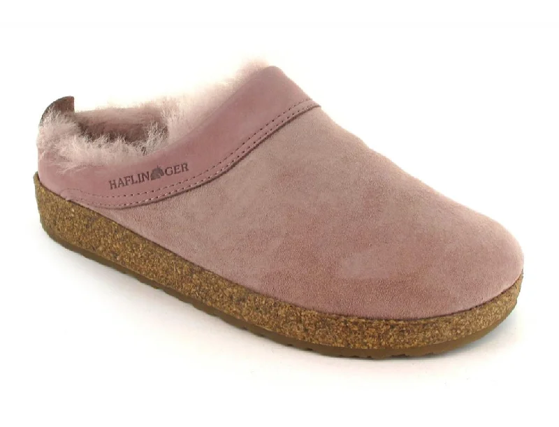 Slippers for late-night lounging-HAFLINGER Women's Slippers with Shearling Snowbird, rosewood