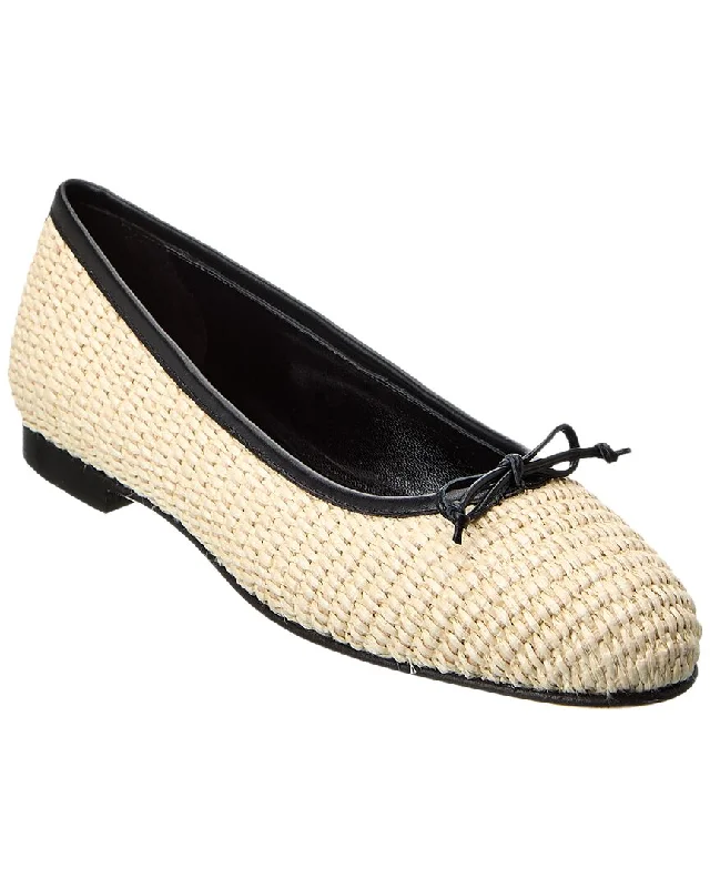 Manolo Blahnik Veralli Raffia & Leather Flat