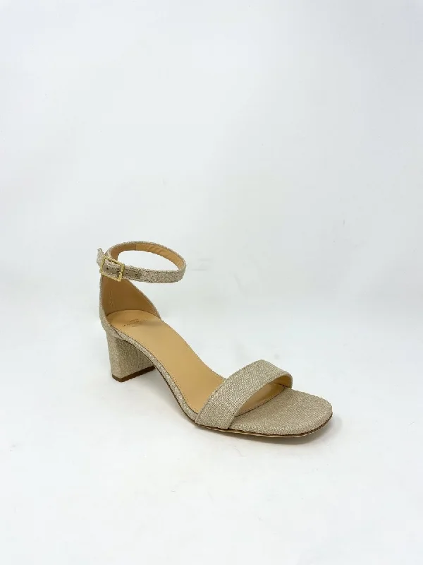 women’s sandals with trendy straps -Ankle Wrap Block Heel in Natural Raffia