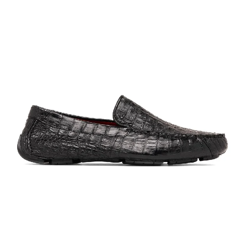 fashionable red loafers-Marco Di Milano Remo Men's Shoes Exotic Crocodile Moccasin Driver Loafers (MDM1188)