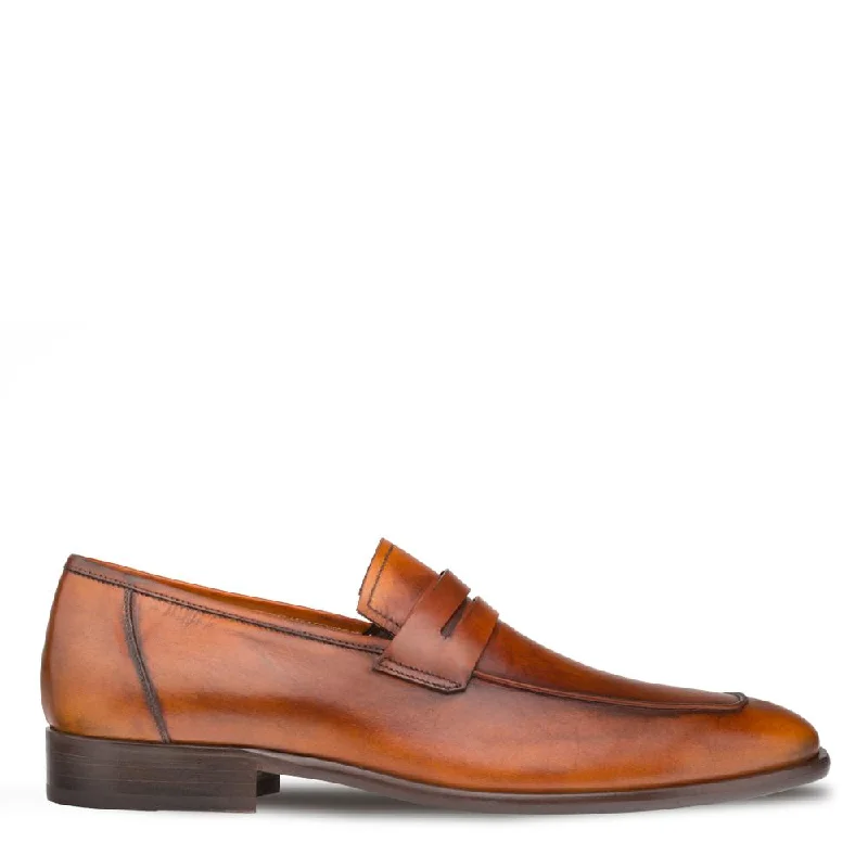 breathable summer loafers-Mezlan E20243 Men's Shoes Cognac Calf-Skin Leather Penny Loafers (MZ3401)