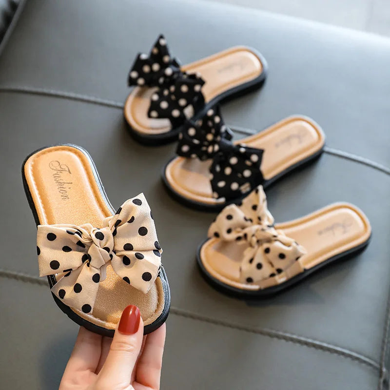 Slippers for active rest-Bow Flats Open Toe Slide Sandals Non-slip Flip Flops Children Home Slippers Kids Girls Summer Cute Beach Slippers Shoe