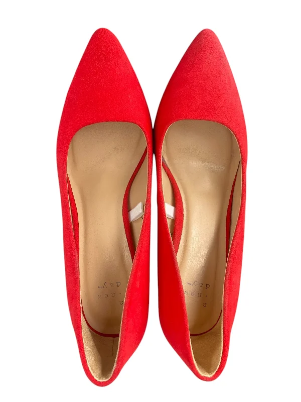 high heels with a unique heel structure -Shoes Heels Stiletto By A New Day In Red, Size: 7