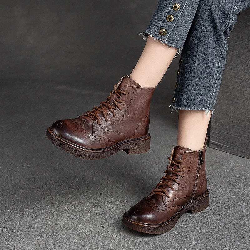 Elegant boots for formal occasions -Women Vintage Patchwork Leather Comfort Boots