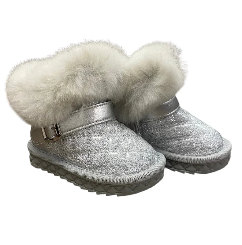 Best boots for snow and ice conditions -Silver Fur Trim Quilted Boot