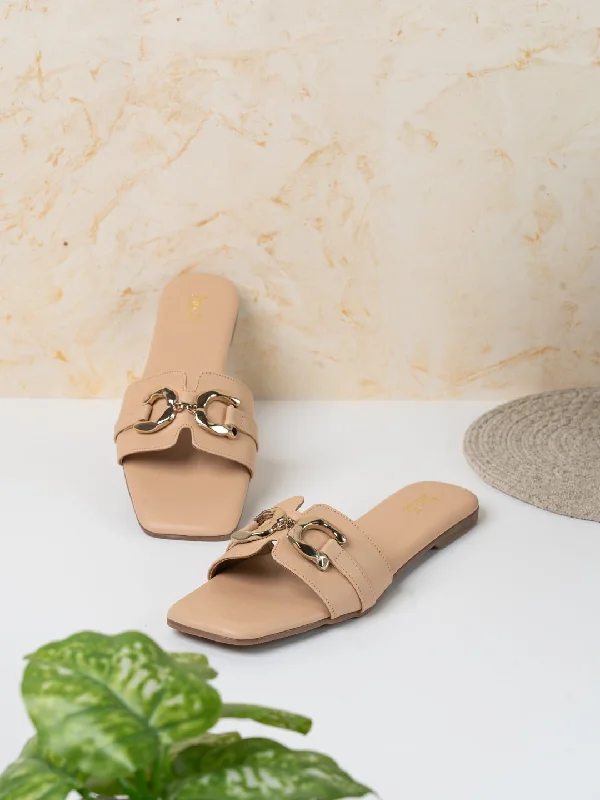 plush velvet flats-Womens Beige Casual Solid Open Toe Flats