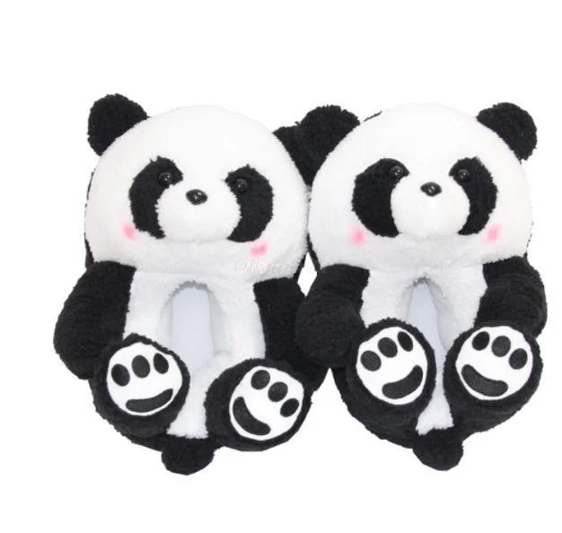 Slippers for cozy nights-Teddy Bear women christmas plush slippers Cartoon Cute Bear House Slipper Furry Faux Fur Slides Woman Furry Flip Flop Shoes