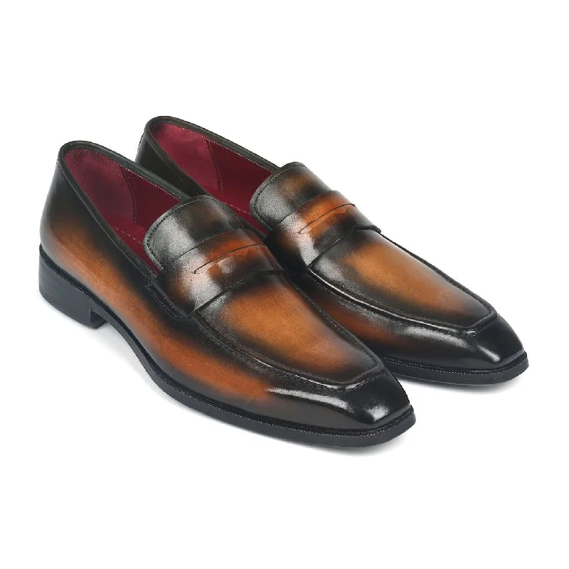 plush satin loafers-Paul Parkman 10LZ24 Men's Shoes Olive Brown Calf-Skin Leather Penny Loafers (PM6283)