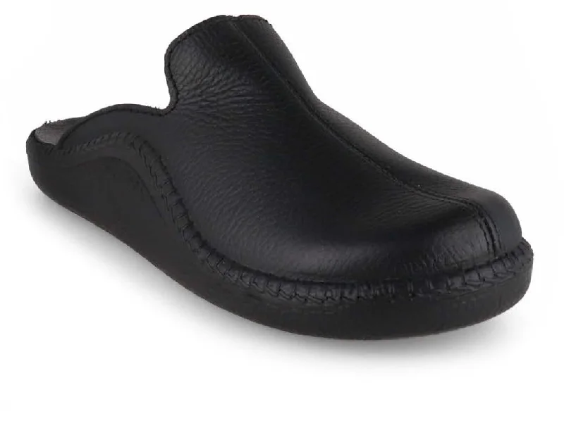 Slippers for outdoor hues-Josef Seibel Men Leather Slippers 'Westland Monaco’, black