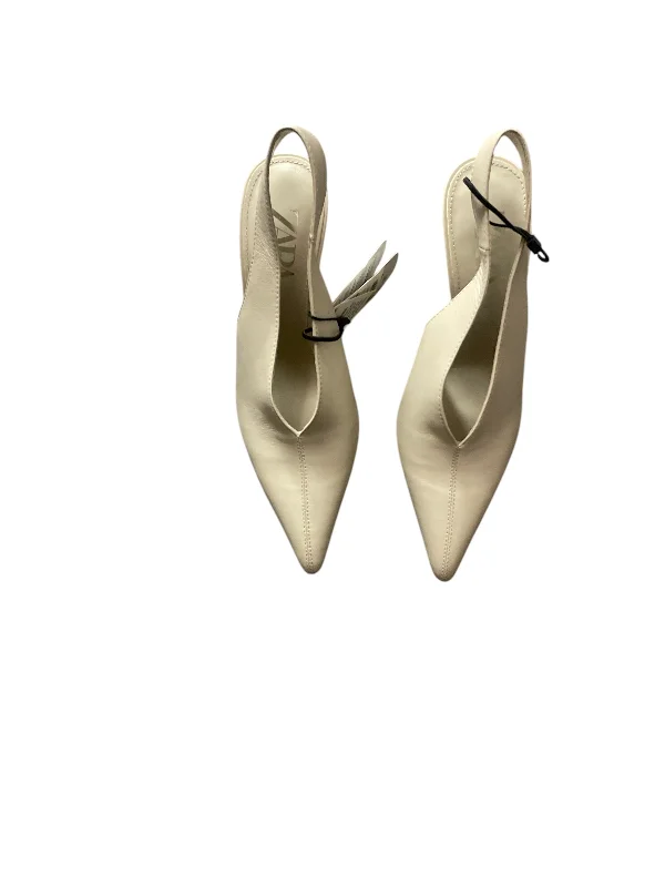 high heels with elastic straps for flexibility -Shoes Heels Stiletto By Zara In Cream