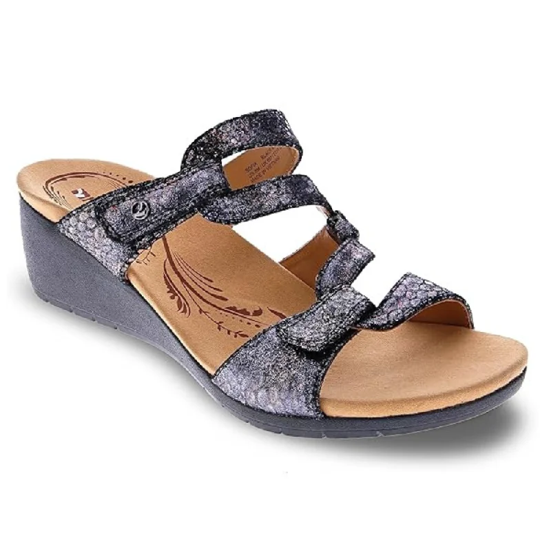 Revere Sofia Black Metallic Wedge Sandal (Women's)