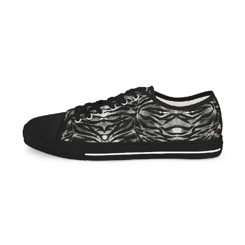 Grey Tiger Striped Men's Sneakers, Best Designer Animal Printed Men's Low Top Sneakers (US Size: 5-14)