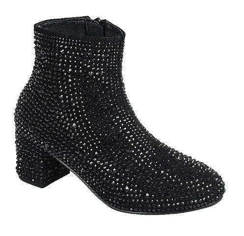 Boots for extreme cold weather protection -Black Rhinestone Boots- Go Go Girl