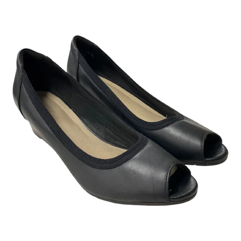 high heels with metal detailing for edge -Shoes Heels Wedge By Clarks In Black, Size:10