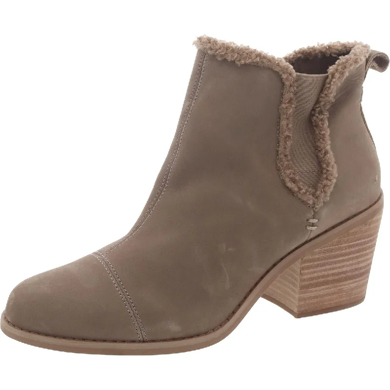 Fashion-forward boots for women -Toms Womens Everly Leather Block Heel Chelsea Boots