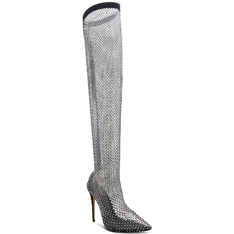 Casual boots for men’s fashion -Aldo Womens Arturi Mesh Embellished Over-The-Knee Boots