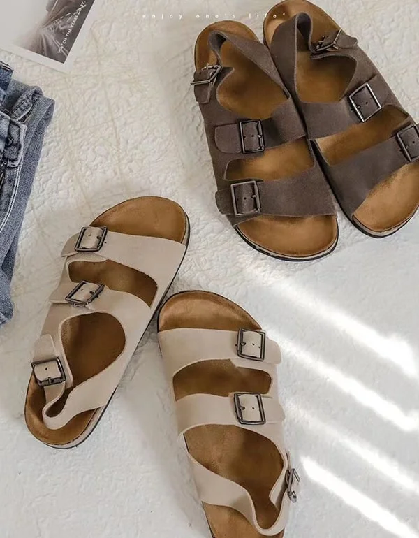 sandals for casual beach outings -Summer Soft Leather Adjustable Buckle Sandals