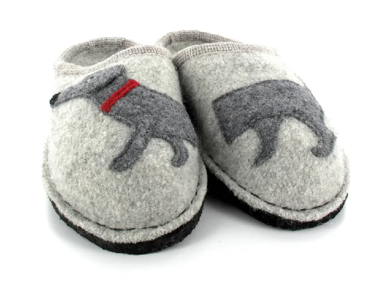 Slippers for home calm-HAFLINGER® Dog Slippers | Flair Dachshund, Stone-Gray