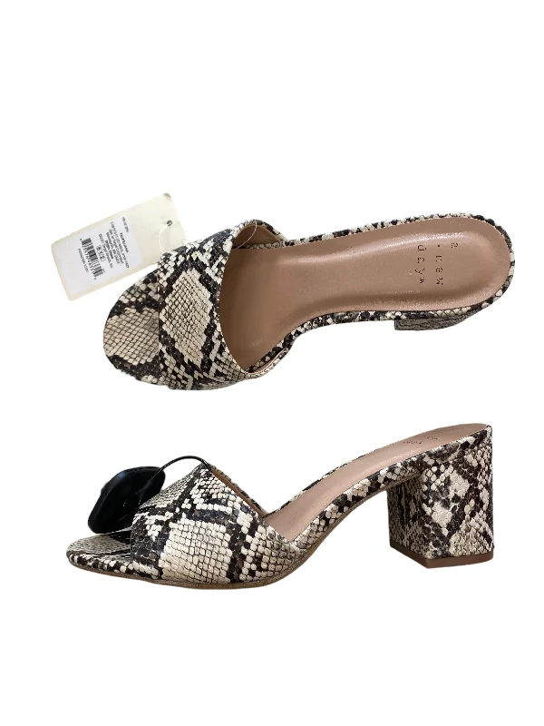 sandals for tropical islands -Snakeskin Print Sandals Heels Block A New Day, Size 6.5