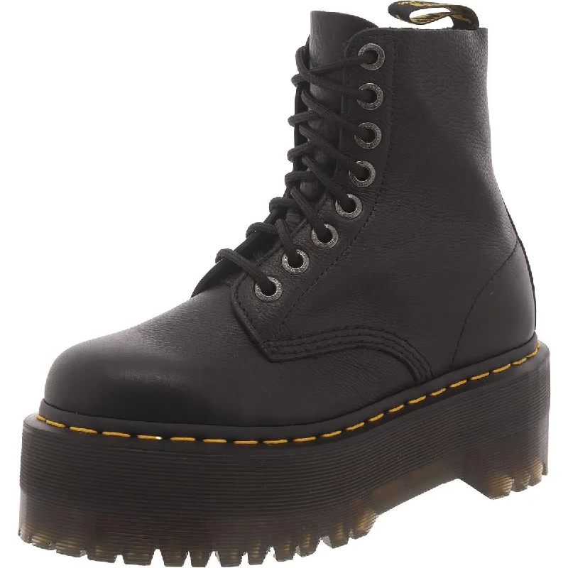 Comfortable winter boots with arch support -Dr. Martens Womens Pascal Max Faux Leather Lace Up Mid-Calf Boots