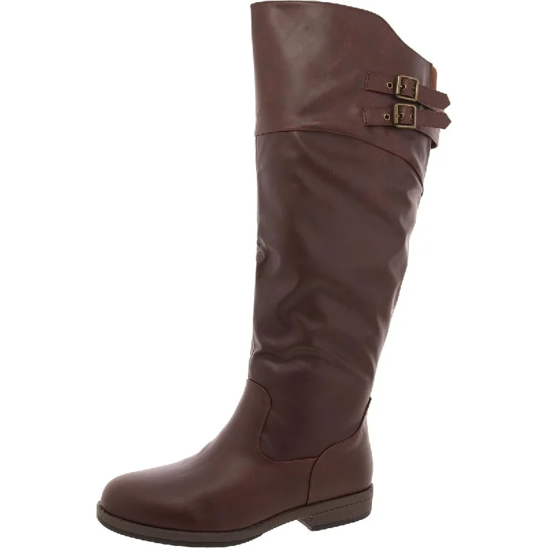 Best boots for all-day wear in snowy weather -Journee Collection Womens Faux Leather A Knee-High Boots