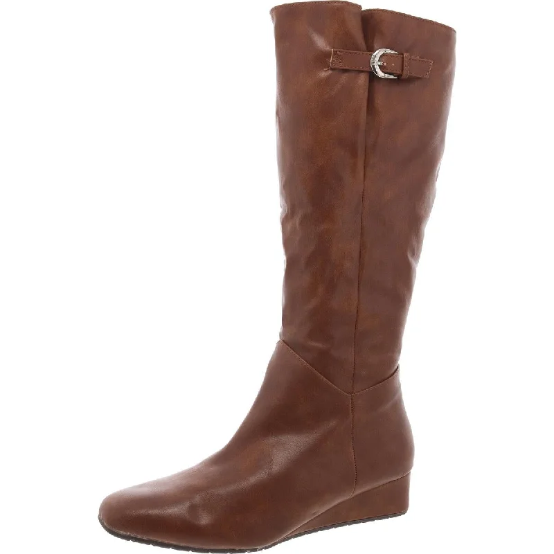 Boots for outdoor adventure -Anne Klein Womens Mollie Faux Leather Solid Wedge Boots