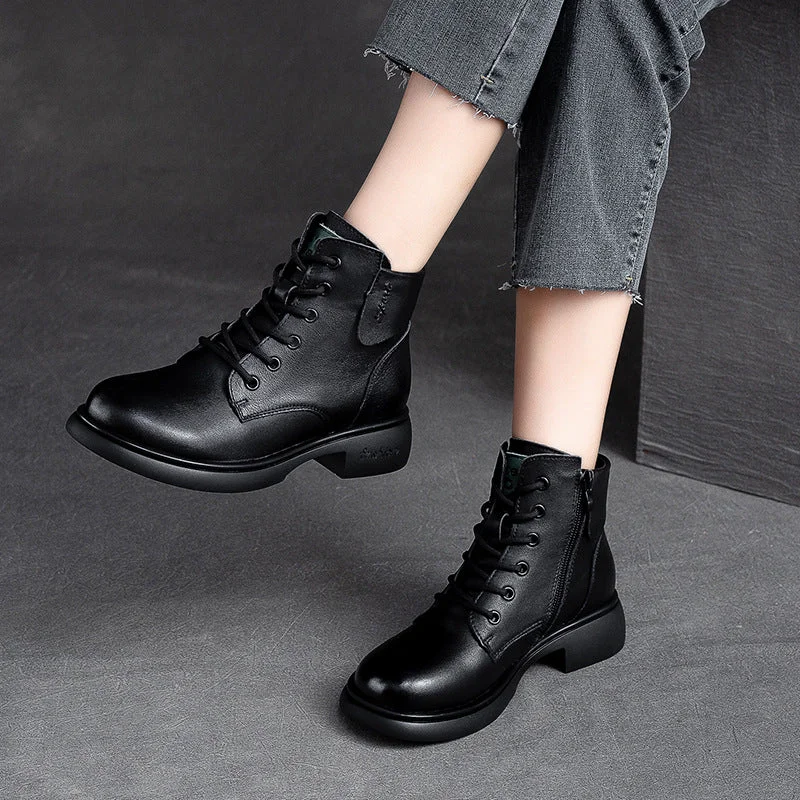 Leather boots for men -Women Retro Minimalist Soft Leather Casual Boots