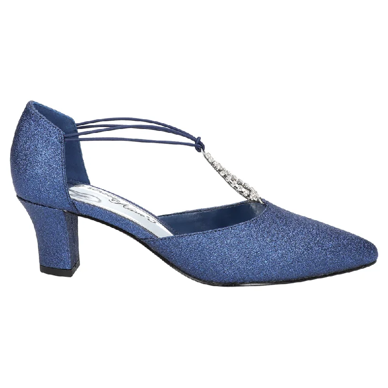 high heels for pairing with oversized garments -Moonlight Rhinestone Pointed Toe T-Strap Pumps