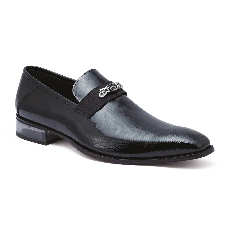 cozy velvet loafers-Mauri Player 4951 Men's Shoes Black Canapa / Satin Slip-On Loafers (MA5250)