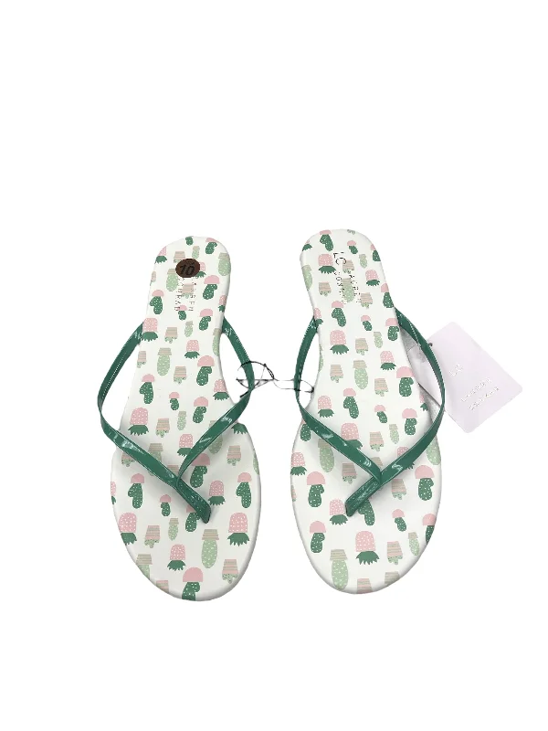 women’s sandals with wedge heels -Green & White Sandals Flip Flops Lc Lauren Conrad, Size 10