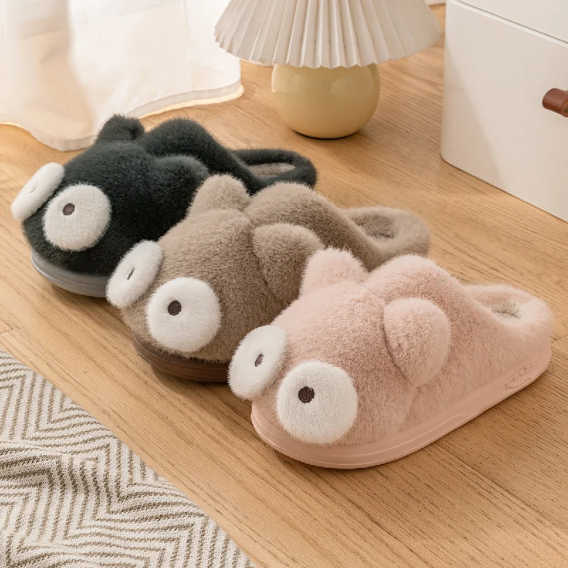 Slippers with soft padding-Indoor Non Slip Thick Soled Warm Slippers For Home Use