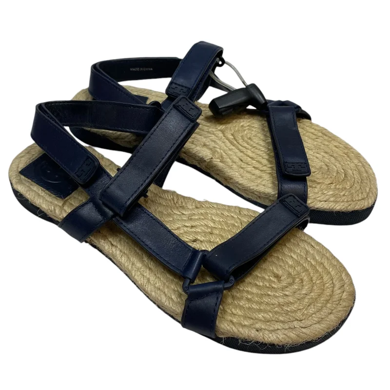 trendy sandals with ankle straps -Sandals Designer By Tory Burch In Blue, Size: 6