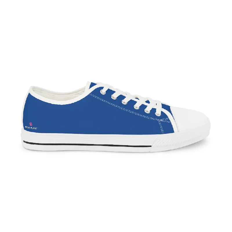 Navy Blue Low Tops, Solid Color Modern Minimalist Best Men's Low Top Sneakers  (US Size: 5-14)