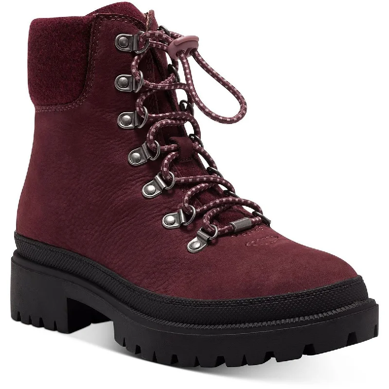 Comfortable snow boots with arch support -Lucky Brand Womens Eavan Suede Ankle Combat & Lace-up Boots