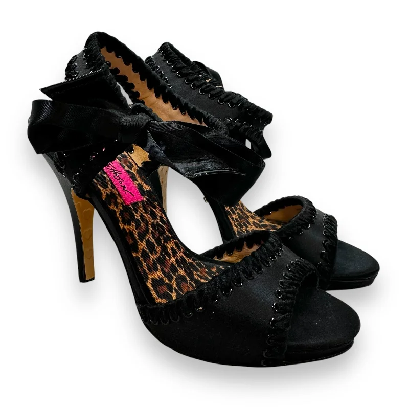 high heels with intricate beadwork for detailing -Shoes Heels Stiletto By Betsey Johnson In Black, Size: 6