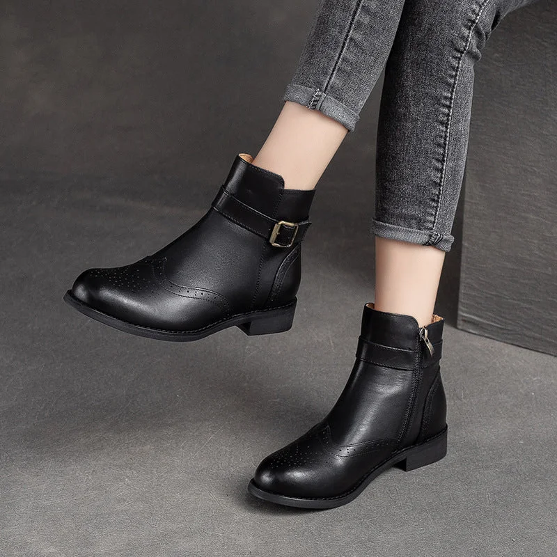 Boots for rainy days -Women Classic Patchwork Leather Flat Boots