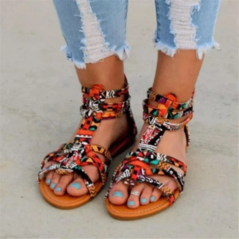 Slippers with graceful details-Women Sandals Rome Shoes 2022 Summer New Flats Slippers Outdoor Beach Casual Ladies Shoes Bohemian Woman Slides Zapatos Mujer