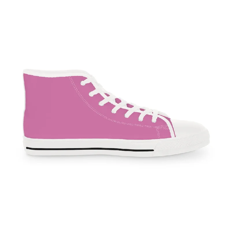 Pink Solid Color Men's Sneakers, Best Pink Canvas High Tops, Modern Minimalist Best Men's High Top Sneakers