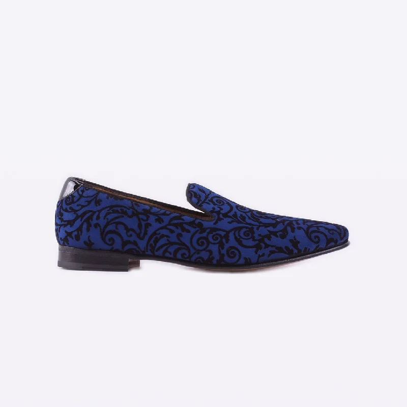 lightweight travel loafers-Mister 39052 Hijes Men's Shoes Blue Cashmere Print / Suede Leather Slip On Loafers (MIS1006)