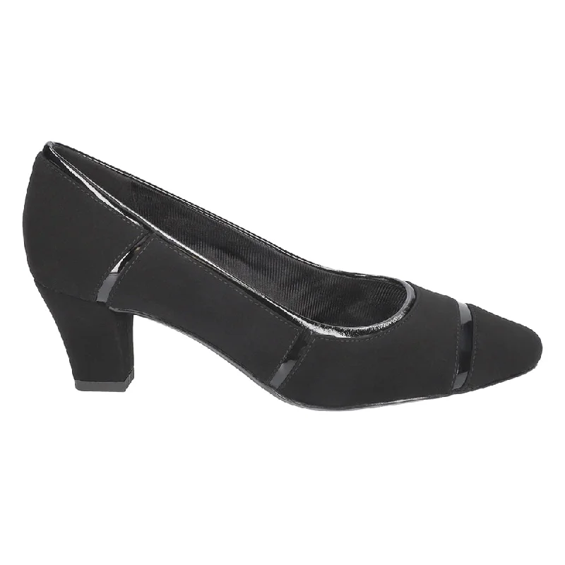 high heels with soft fabric for comfortable wear -Datia Block Heel Pumps