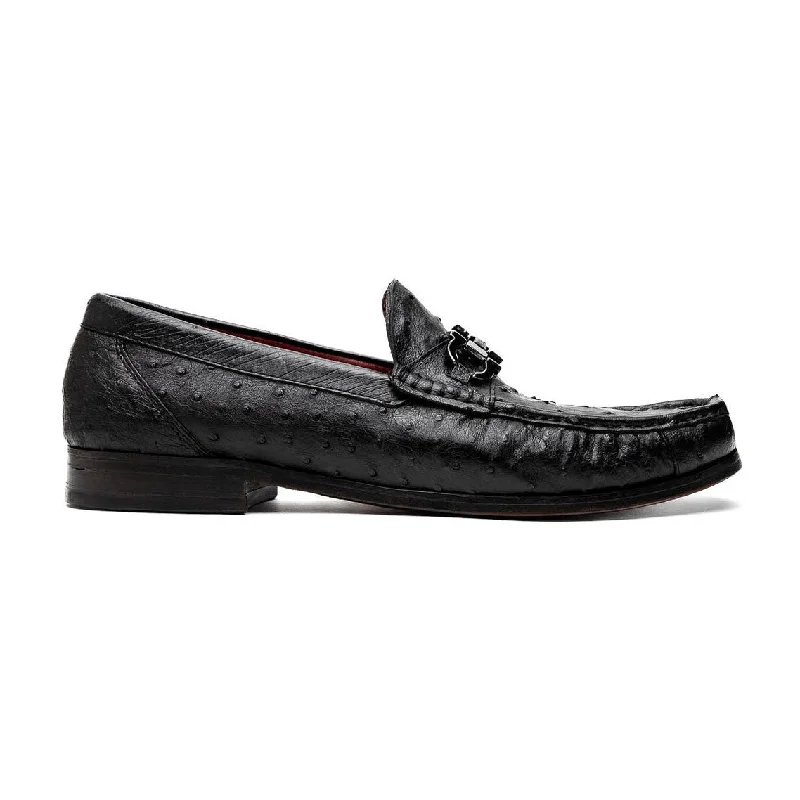 lightweight summer loafers-Marco Di Milano Ferrioni Men's Shoes Exotic Ostrich Horsebit Moccasin loafers (MDM1171)