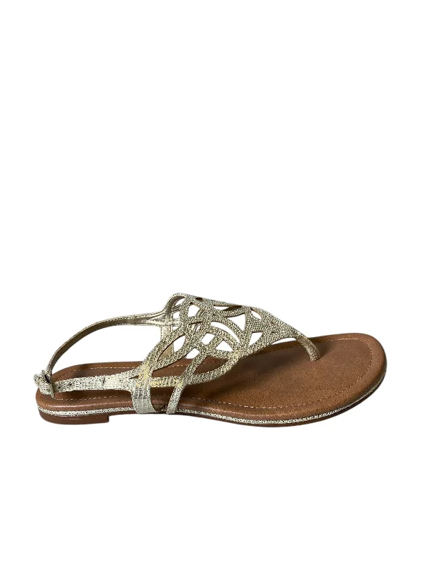 sandals with adjustable heels -Sandals Designer By Coach In Gold, Size: 8