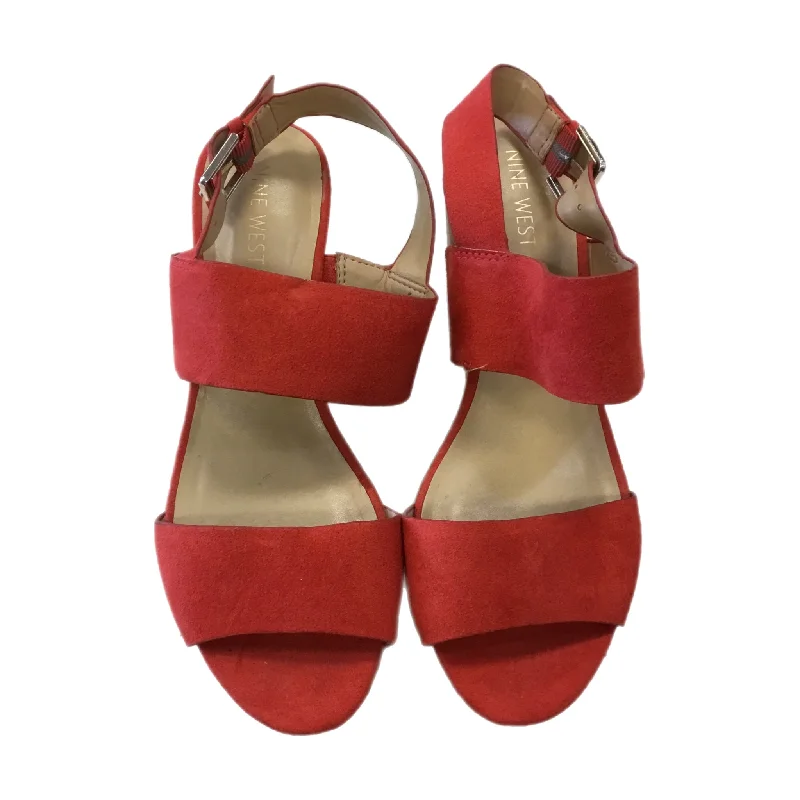 trendy high heels for on-the-go fashion -Shoes Heels Wedge By Nine West In Red, Size: 8