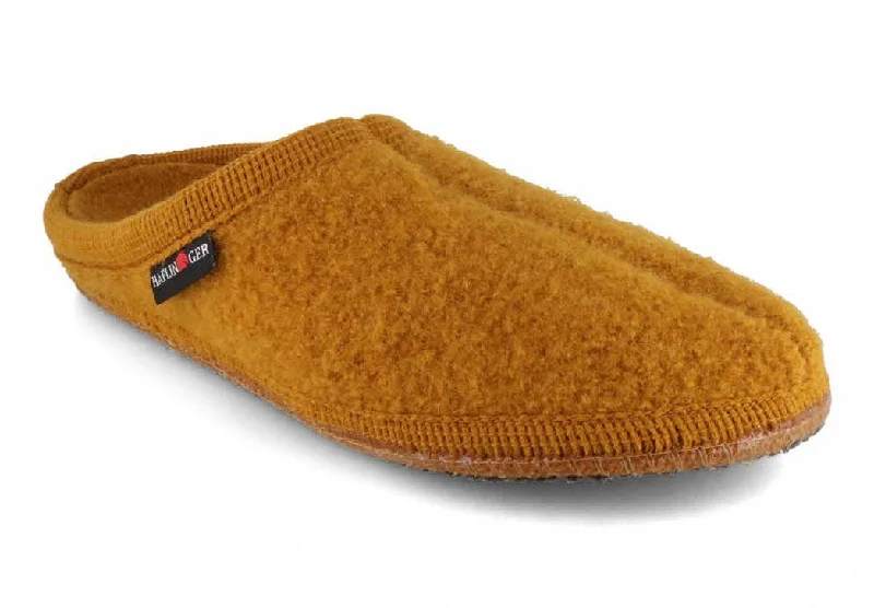 Slippers for evening rest-HAFLINGER Men Women Felt Slippers 'Alaska', mustard