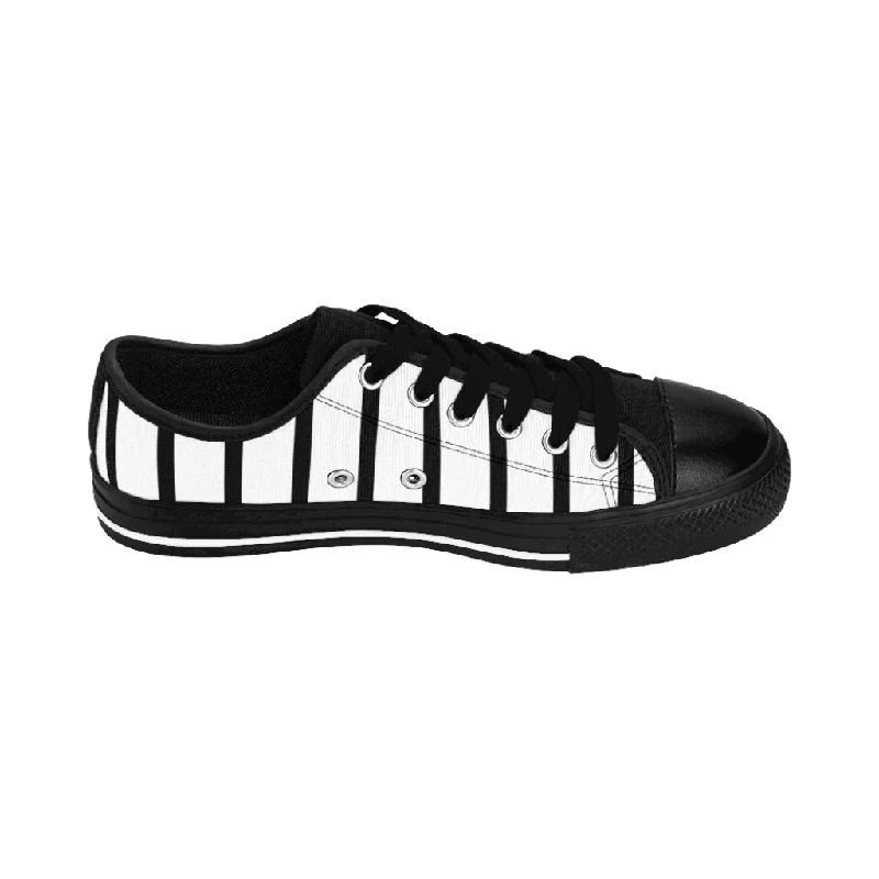 Black White Print Men's Sneakers, Modern Minimalist Best Designer Low Top Sneakers For Men