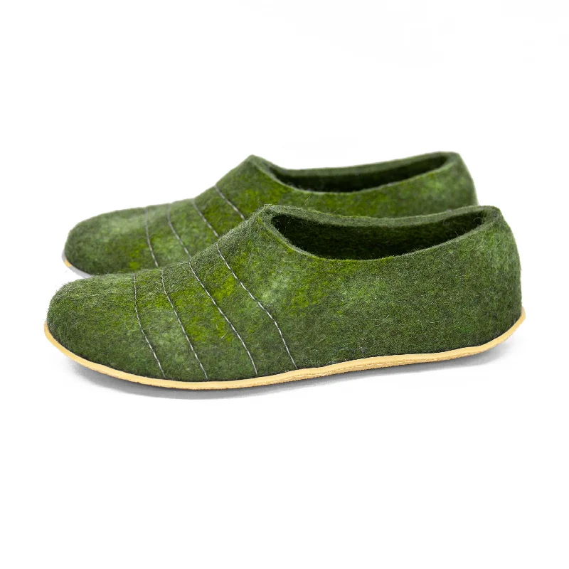 Slippers for weekend calm-Men's Classic Wool Slippers - Olive Mix